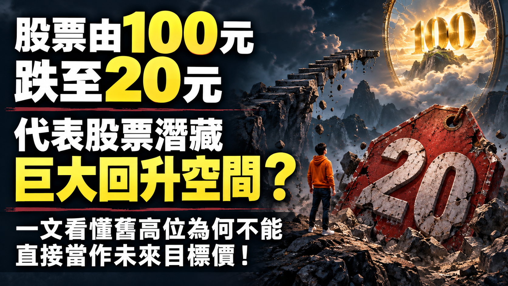 股票由100元跌至20元，是否代表巨大回升空間？舊高位不能直接當作未來目標價。