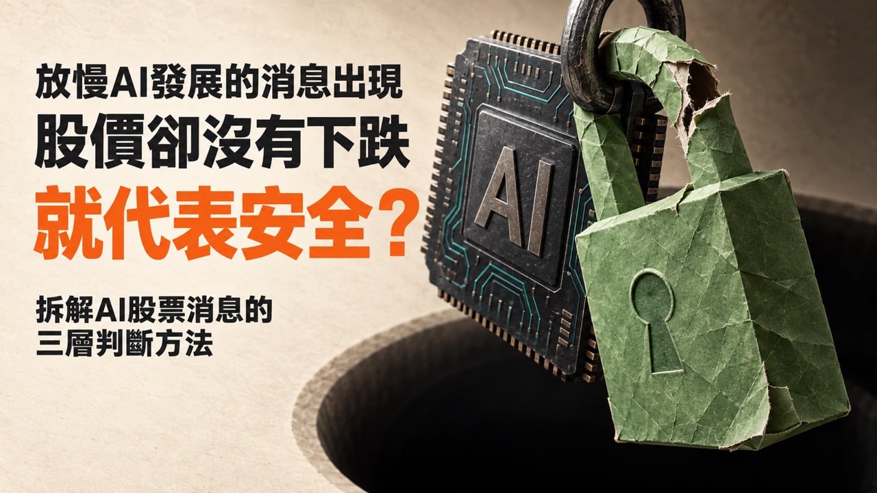 放慢 AI 發展消息下，股價沒有下跌是否代表安全？AI 股票消息三層判斷方法專欄封面。